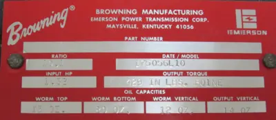 NEW BROWNING 175Q56L10 GEAR REDUCER 10.1:1
