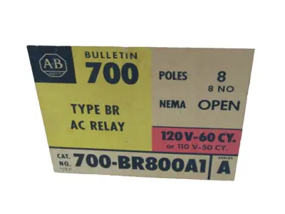 ALLEN BRADLEY 700-BR800A1 AC RELAY 120V-60CY SERIES A NEW, SURPLUS