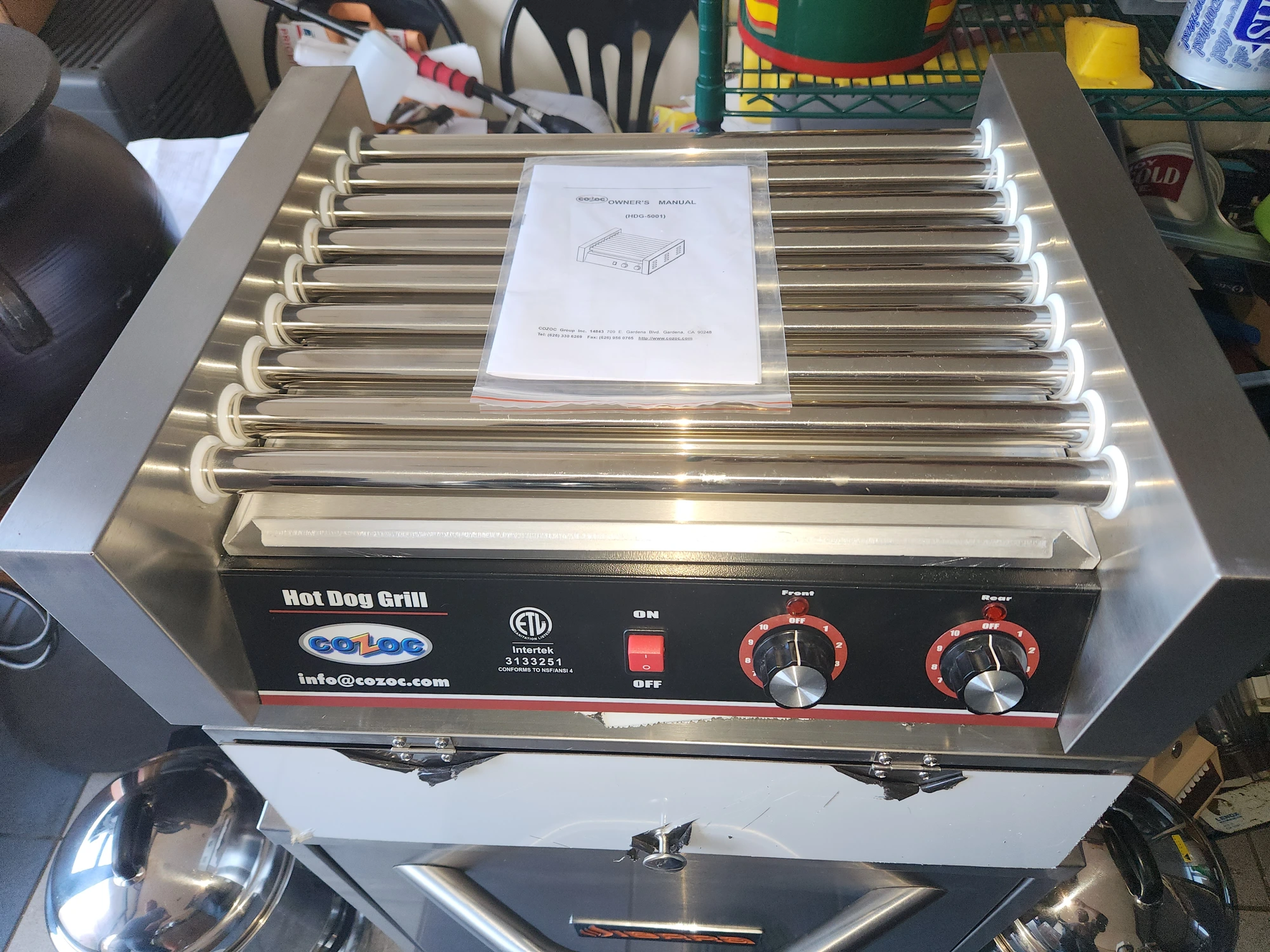 148-0006 Cozoc HDG5001-9 Hot Dog Roller w/ Bun Drawer