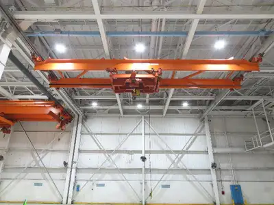 Cleveland Tramrail P&H 10 Ton Double Girder Underhung Bridge Crane 45' 10" Span