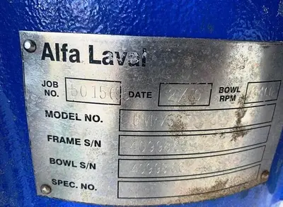 Alfa-Laval UVPX 507 AGT-14 olive oil purifier skid, 316SS.