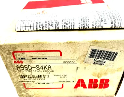 NEW ABB A9SD-84KA MANUAL STARTER 3PH IP65, 120/60AMP A9SD84KA