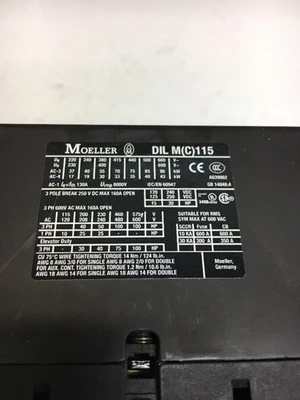 Used moeller DIL M115 Starters Indiana US | J&J Industrial Supply #519220