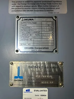 Used 2005 OKUMA MB-46VAE Vertical Machining Centers California US | MachineStation #1266960