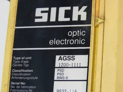 Sick Optic AGSE 1200-1111 Safety Light Curtain Sender Transmitter 1183mm x 6m