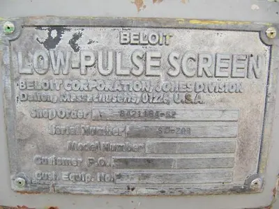 Beloit M50 Low Pulse Primary Screen (GL&V)