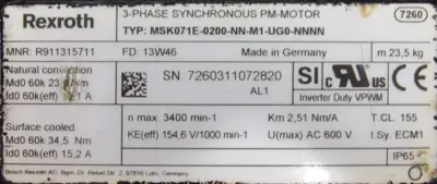 REFURBISHED ALLEN BRADLEY R911315711 SERVO MOTOR MSK071E-0200-NN-M1-UG0-NNNN