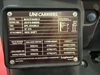 Used 2022 UNICARRIERS MJG1F4A50LV Internal Combustion Forklifts: Pneumatic Tire Illinois US | Somerset Equipment Sales #1546239