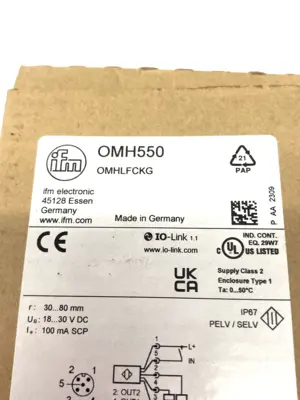 USED IFM OPTICAL LASER DISTANCE SENSOR, MICROMETER RANGE