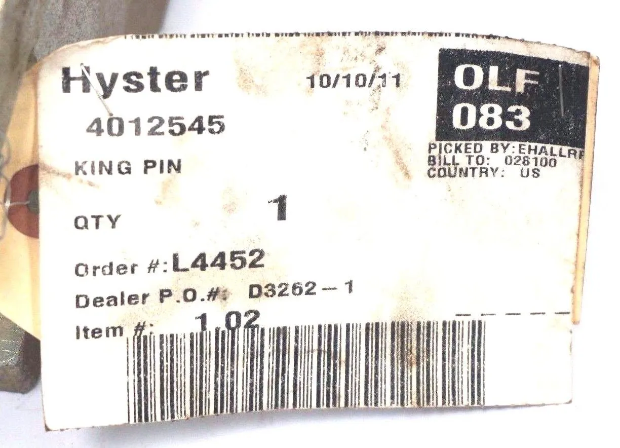NEW HYSTER 4012545 KING PIN
