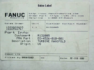 Used FANUC E04526010001 Parts (Hydraulics and Pneumatics) Ohio US | HGR 24 #1020230