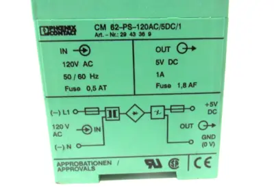 NEW PHOENIX CONTACT CM-62-PS-120AC/5DC/1 POWER SUPPLY 2943369