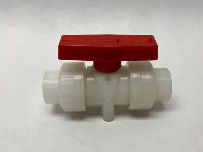 Double Union PVC Ball Valve, 1/2", White, Slip Sockets - New Other