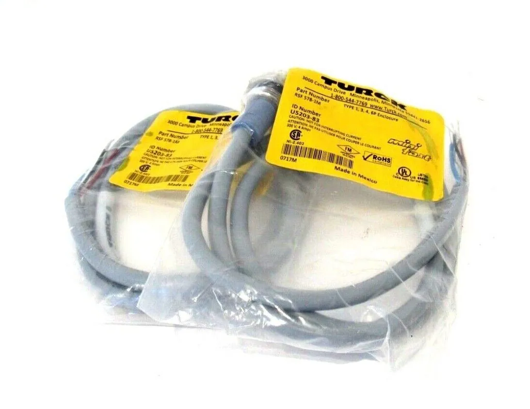 LOT OF 2 NEW TURCK RSF 578-1M RECEPTACLE U5203-83 RSF5781M