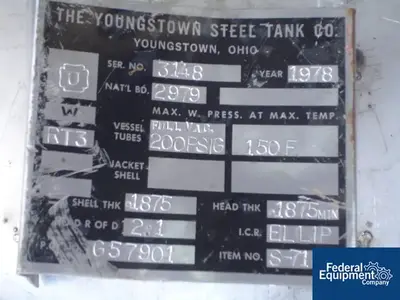 USED Youngstown Steel Tank 40 GAL YOUNGSTOWN STEEL TANK CO RECIVER, 316 S/S, 200#