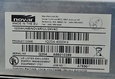 Novar IQ204-400K4 Programmable DDC Controller 24 VAC (BIN113)