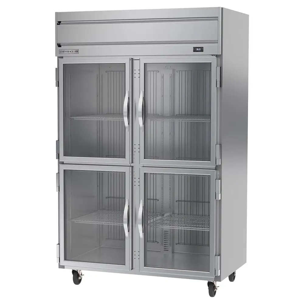 Beverage-Air HRS2HC-1HG 52" Two Section Reach In Refrigerator, (4) Left/right Hinge Glass Doors, 115v