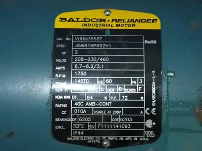 USED BALDOR RELIANCE VUHM3558T
