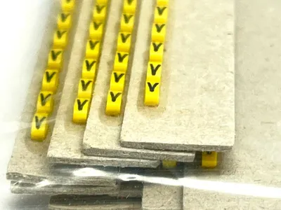 117 | Grafoplast  Wire Markers V Black on Yellow 10 Strips - New