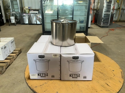 Used LOT OF (4) BREWMASTER 5 GALLON STAINLESS STEEL BREW KETTLES Brewing Equipment Michigan US | Miedema Asset Management Group #1580070