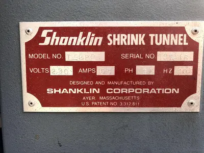 USED SHANKLIN BUNDLER AND OVEN 30" SEAL BAR BUNDLER MODEL: B 2BB TUNNEL MODEL: T_8PR SHANKLIN BUNDLER AND OVEN 30" SEAL BAR BUNDLER MODEL: B 2BB TUNNEL MODEL: T_8PR