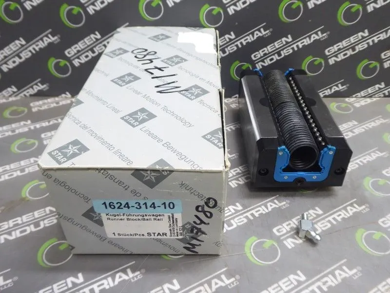 Rexroth Star 1624-314-10 Runner Block/Roller Rail New NIB