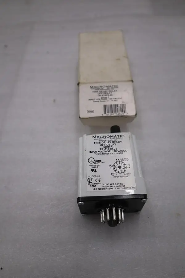 MACROMATIC TR-51622-05 120VAC/DC 10A 0.1-10S - NEW IN BOX - STOCK K778CC
