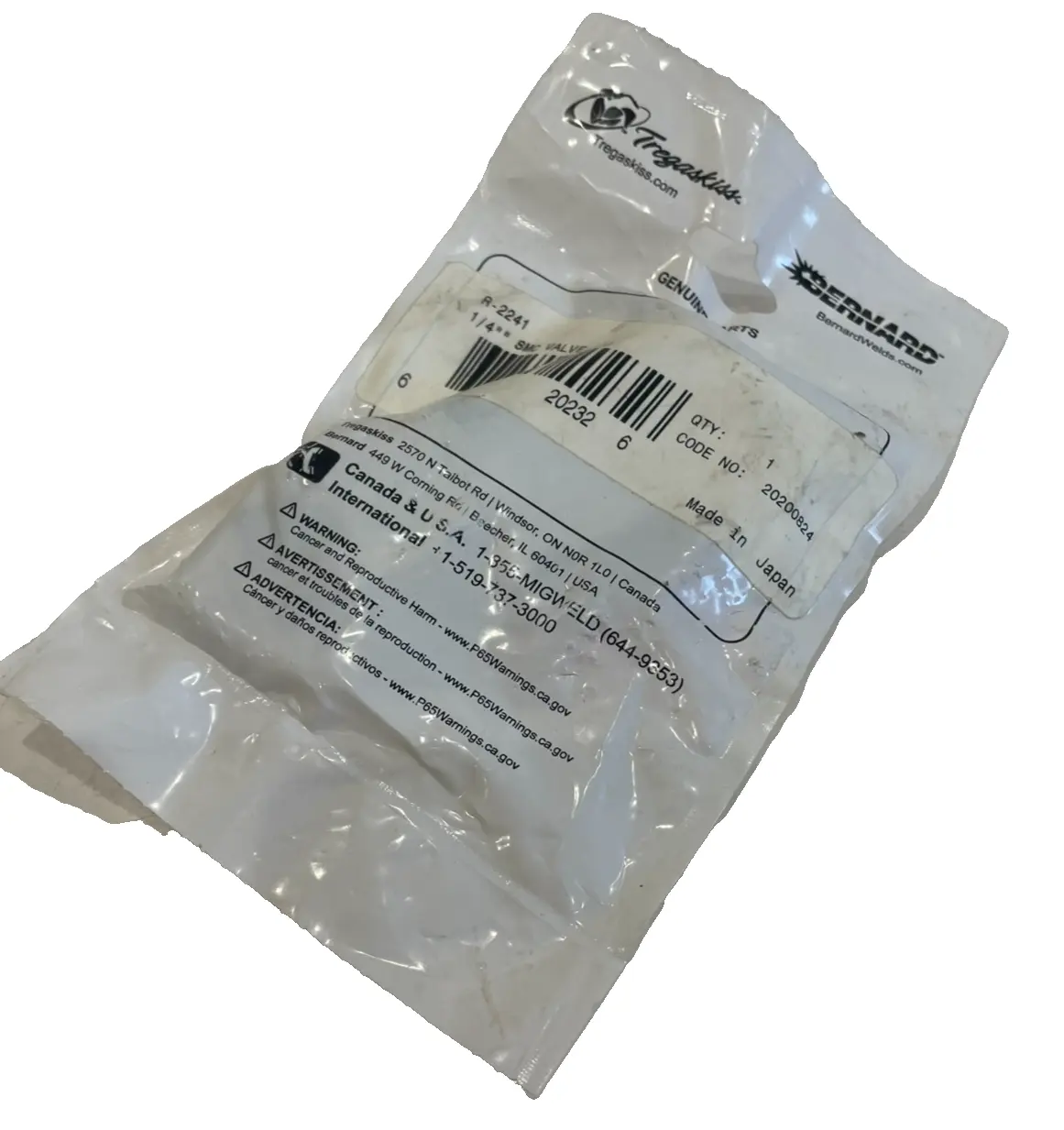 NEW TREGASKISS R-2241 VALVE 1/4" R2241