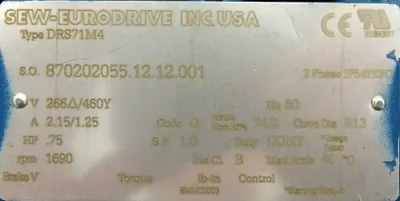 NEW SEW EURODRIVE R57DRS71M4 GEAR MOTOR 89.71:1 DRS71M4
