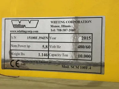 80,000 LBS X 4 LIFTS WHITING MODEL #SCM-100F.4 PORTABLE LIFT JACKS, 2015: STOCK #23684