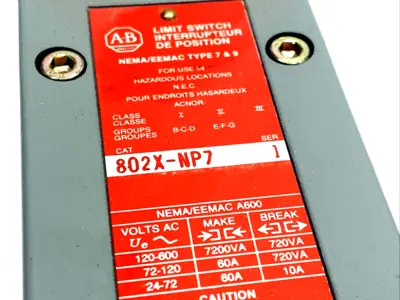 802X-NP7 | Allen Bradley  Ser. 1 Limit Switch Lever Type, NEMA Type 4 & 13 Oiltight - New Other
