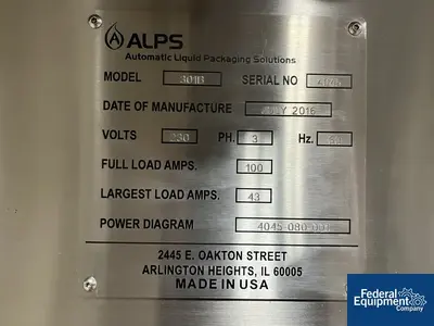 NEW ALPS (Automatic Liquid Packaging Solutions) Automated Liquid Packaging Solutions, Model 301 Blow-Fill-Seal