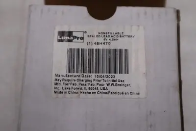 NEW OPEN BOX LUMAPRO 48H470 SEALED LEAD ACID RECHARGEABLE BATTERY K-775CC