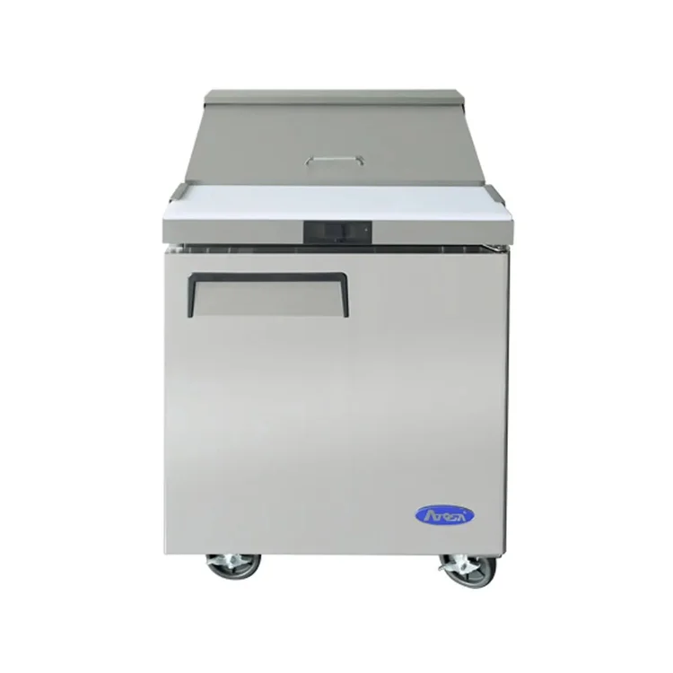 New | in-Stock Atosa New Atosa MSF8301GR 27" Sandwich Prep. Table with (8) 6" Deep Poly Pans Food Prep Tables Illinois US | Falcon Restaurant Supply #1375352