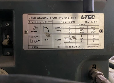 L-TEC PCM-750I PLASMA CUTTER