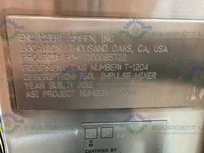 USED THERMO FISHER STAINLESS STEEL IMPULSE 750 LITER SINGLE-USE MIXER