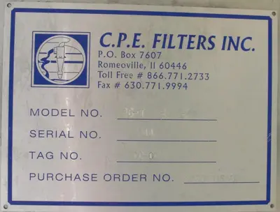 USED C.P.E. FILTERS INC 36-TNFD-004-S