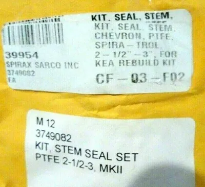 NEW SPIRAX SARCO 3749082 STEM SEAL KIT PTFE 2-1 /2-3