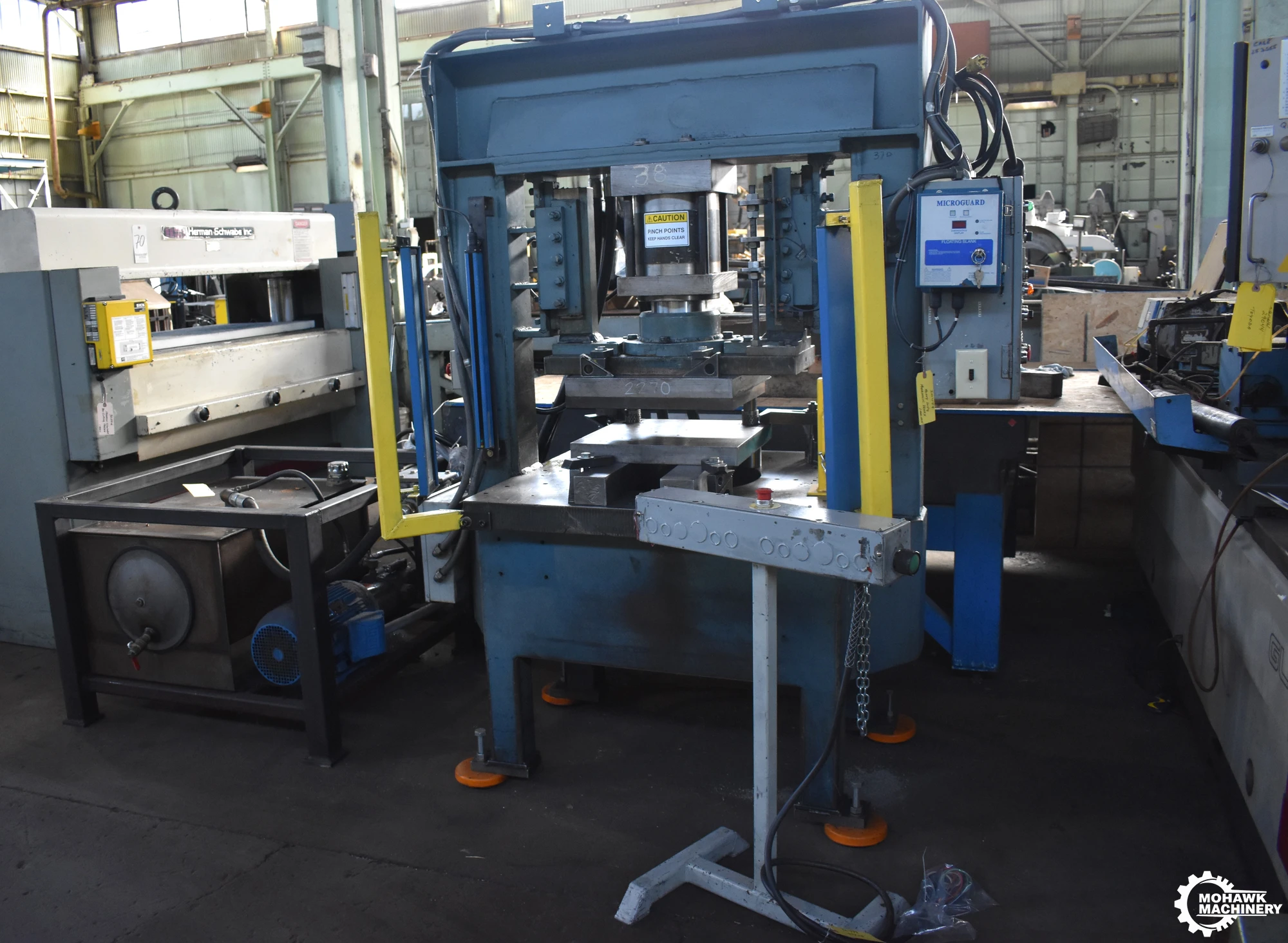 75 TON PARKER HEAVY-DUTY H-FRAME HYDRAULIC SHOP PRESS w/10 HP PARKER PUMP - VICKERS VALVES