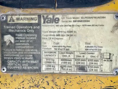 Used 2003 YALE GLP030AF Liquid Propane Forklifts Texas US | TB Forklifts #1275023