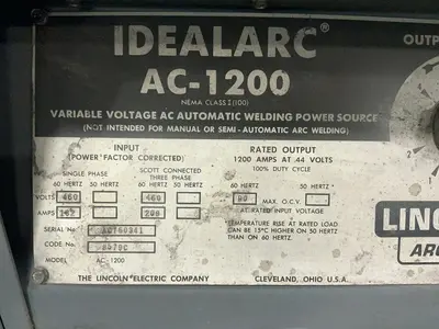 Used LINCOLN ELECTRIC IDEALARC AC1200 Arc Welders Ohio US | HGR 24 #1404331