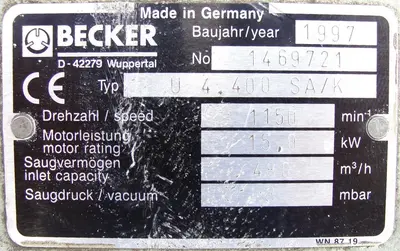 USED BECKER PUMPS CORP U4.400 SA/K