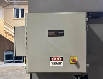 Used 2015 LINCOLN ELECTRIC AUTO-MATE 5 WITH FANUC ARC MATE 0IB ROBOTS AND R-30IB MATE CONTROL Robotic Welding Cells | Harbor Machinery Inc. #1283398