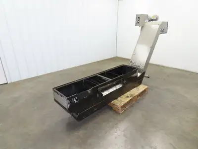 Enomoto Hinge Belt CNC Chip Conveyor 15"x 62" Infeed 40" Discharge 220V 3PH