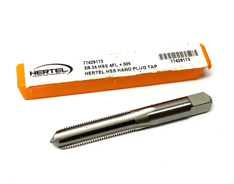 Used HERTEL STRAIGHT FLUTE TAP: 3/8-24 UNF, 4 FLUTE, PLUG CHAMFER, HIGH-SPEED HSS/Cobalt Taps Michigan US | Maverick Industrial Sales #1091759