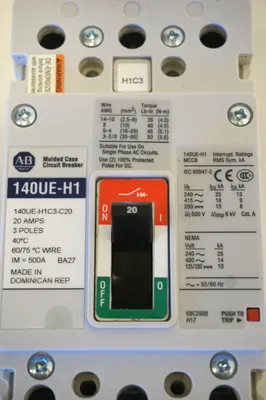 NEW ALLEN BRADLEY 140UE-H1C3-C20 CIRCUIT BREAKER SER.A 140UEH1C3C20