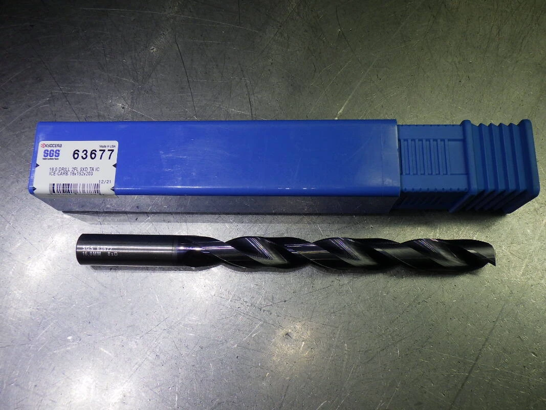 Kyocera 16mm Coolant Thru 8xD Carbide Drill 16mm Shank 63677 (LOC3548B)