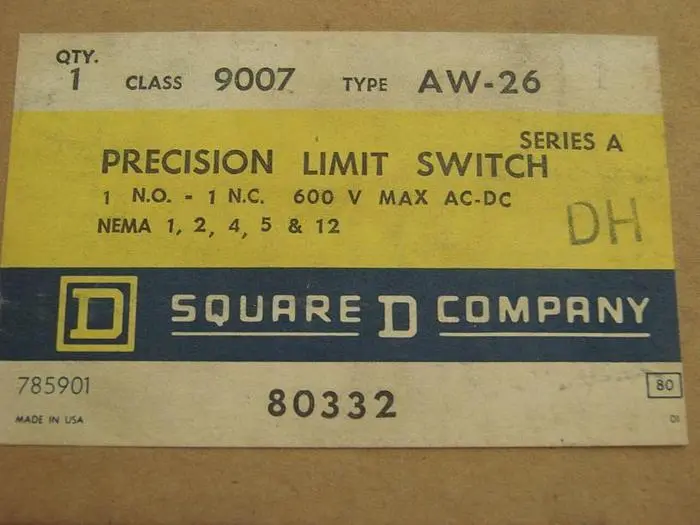 Used SQUARE D 9007AW26 Relays & Switches Michigan US | Ideal Machinery #574256