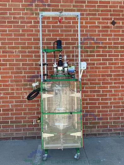 USED CHEMGLASS 100 LITER JACKETED GLASS REACTOR W/ CHEMGLASS DIGITAL OVERHEAD STIRRER