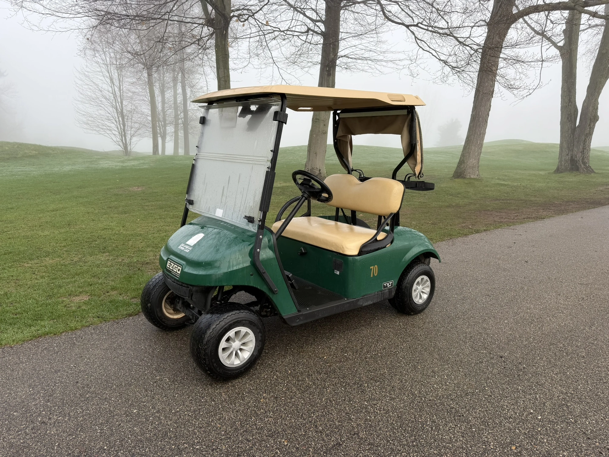 (1) 2019 E-Z-Go EFI golf cart with a Kawasaki gas engine, model 657061G01, includes canopy, fold-dow...
